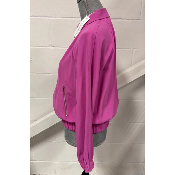 Trina Turk Snapdragon Pink Astounding Zip Up Collared Bomber Jacket Size XS NWT - Picture 6 of 11